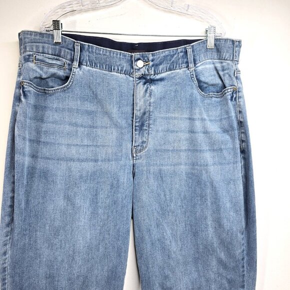 NYDJ Super Wide Leg Tummy Control Blue Denim Jeans Elastic Waist 2X - Picture 6 of 11